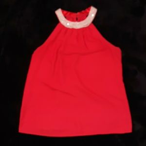 Red beaded neck top